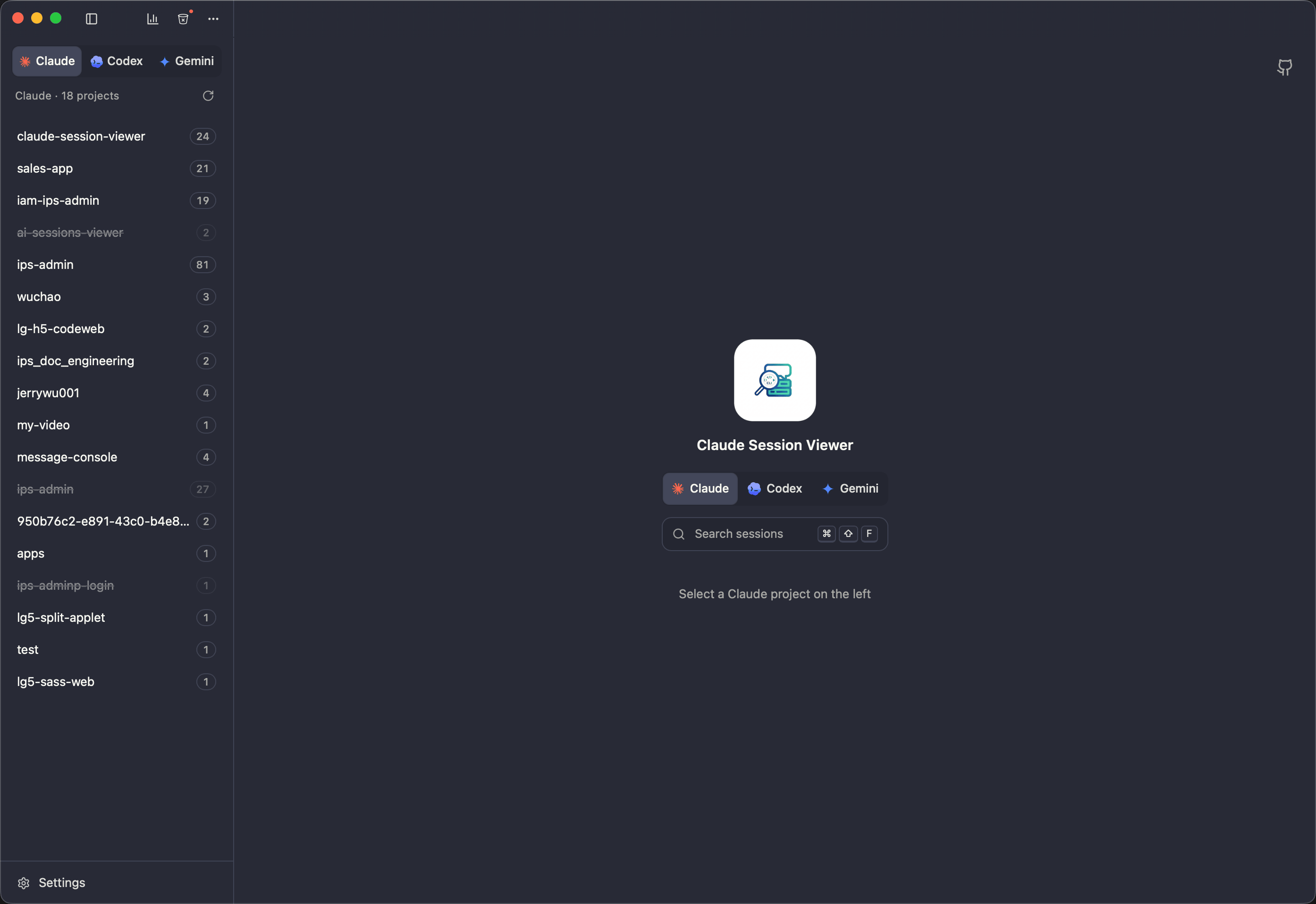 Working changes opened as a tab next to the session that produced them